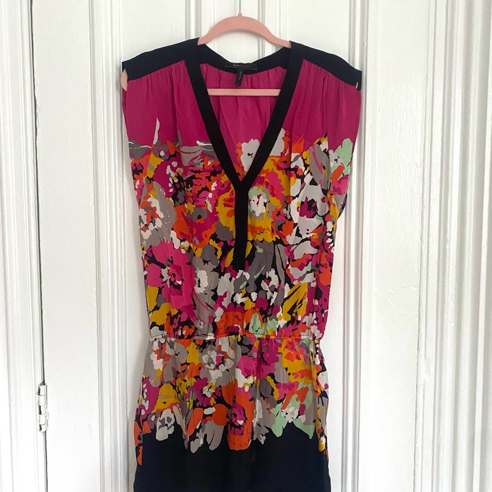 BCBGMaxAzria Silk Floral Sleeveless Dress